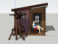 Model 3d nhà bungalow kích thước 3.2x6.5m - file sketchup