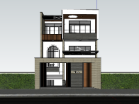 Model 3d nhà phố 3 tầng 8x16.2m file sketchup