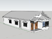 Model 3d sketchup nhà cấp 4 hiện đại