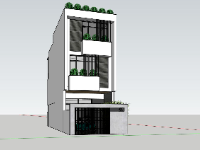 Model 3d sketchup nhà phố 3 tầng 5x16m