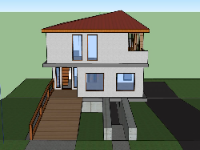 Model 3d sketchup villa 2 tầng đẹp