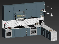 Model 3DMAX file tủ bếp gần full phụ kiện