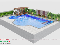 Model 3dmax + Map Hồ bơi, bể bơi gia đình chi tiết