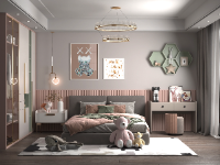 Model 3dmax thiết kế nội thất phòng ngủ bé gái