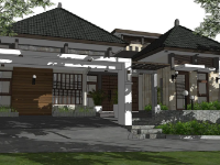 biệt thự 1 tầng,biệt thư 1 tầng,model sketchup biệt thự