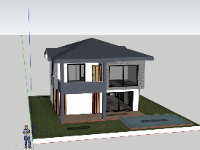 Model biệt thự 2 tầng 8.5x9.5 sketchup