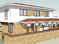 Model biệt thự 2 tầng 8x17m sketchup