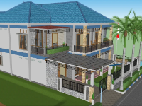 Model biệt thự 2 tầng kt 15.5x22m
