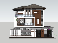 biệt thự 3 tầng,phối cảnh biệt thự 3 tầng,model sketchup biệt thự 3 tầng