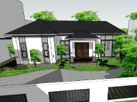 Model biệt thự villa nhà vườn 1 tầng
