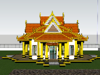 Model chùa thiết kế sketchup