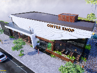 Model coffee ấn tượng - impressive model 3D Sketchup coffee shop