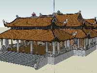 phối cảnh ngôi chùa,model sketchup phối cảnh chùa,dựng 3d phối cảnh chùa