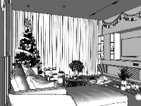 Model dựng thiết kế phòng khách trang trí noel file sketchup