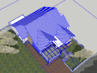 Model mái thái biệt thự 1 tầng 13.4x30m file sketchup