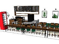 Model mẫu quán cafe nhanh thiết kế trên sketchup