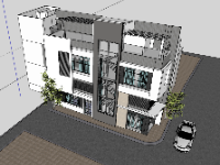 Model miễn phí sketchup tòa văn phòng làm việc 14x3m