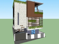 Model nhà 2 tầng theo phong cách hiện đại 8.5x18m