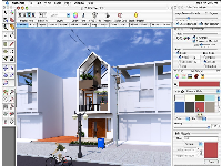 nhà phố đẹp,nhà phố 2 tầng đẹp,Model nhà phố đẹp,Sketchip nhà phố 2 tầng,nhà phố 2 tầng mái chéo