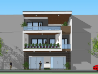 nhà phố sketchup,Model sketchup nhà phố,sketchup nhà phố 2 tầng