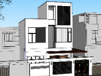 Model nhà phố 3 tầng 9x12.5m - file sketchup 2021