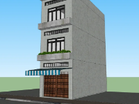 Model nhà phố 3 tầng sketchup 4.6x12m
