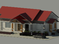 Model Revit Biệt thự nhà vườn 1 tầng Kích thước 11.4x17.2m