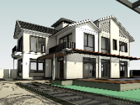 Model revit mẫu biệt thự 2 tầng mái thái rất đẹp