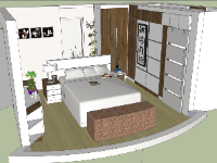 Model skechup nội thất phòng ngủ hiện đại đẹp mắt