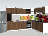 Model skechup thiết kế nội thất phòng bếp đẹp