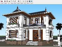 Model Sketchup 2017 biệt thự 2 tầng hình L