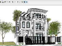 biệt thự 3 tầng,ngoại thất biệt thự su,file su biệt thự,file sketchup biệt thự 3 tầng