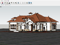 Model Sketchup 2017 biệt thự vườn 1 tầng 15x12m