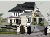 Model Sketchup 2017 biệt thự vườn 2 tầng