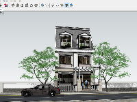 Model Sketchup 2018 nhà phố 3 tầng tân cổ điển