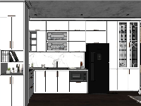 Model Sketchup 2019 nội thất Phòng khách + nhà bếp chung cư