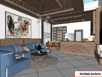 Model Sketchup 2019 Nội thất phòng khách + phòng ăn + bếp