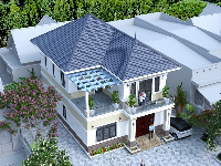 Model Sketchup 2020 biệt thự 2 tầng hiện đại 9x14m