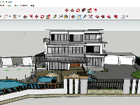 Model Sketchup 2020 biệt thự 3 tầng 9.3x17.4m