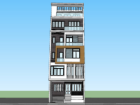 Model Sketchup 2020 nhà phố hiện đại 6 tầng 7x15m có tầng hầm