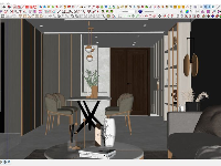 Model Sketchup 2020 nội thất phòng khách + bàn chung cư
