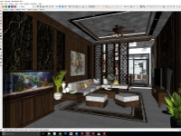 Model Sketchup 2020 + vray 4.0 Nội thất phòng khách full vật dụng