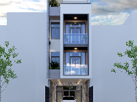 Model Sketchup nhà phố hiện đại 4 tầng 5x20m có thang máy