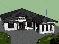 Model sketchup 3d biệt thự 1 tầng 18x27m