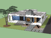 Model sketchup 3d nhà 1 tầng 13.2x10m