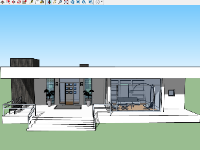 Model sketchup 3d nhà 1 tầng kích thước 16x12m