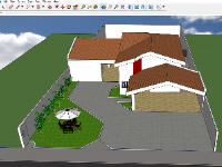 Model sketchup 3d nhà cấp 4 kt 20x30m