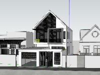 Model sketchup 3d nhà phố 2 tầng 7.5x16m