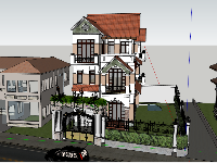 Model Sketchup Bản vẽ Biệt thự 3 tầng