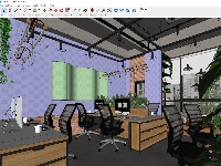 Model Sketchup Bao nội thất văn phòng làm việc chi tiết